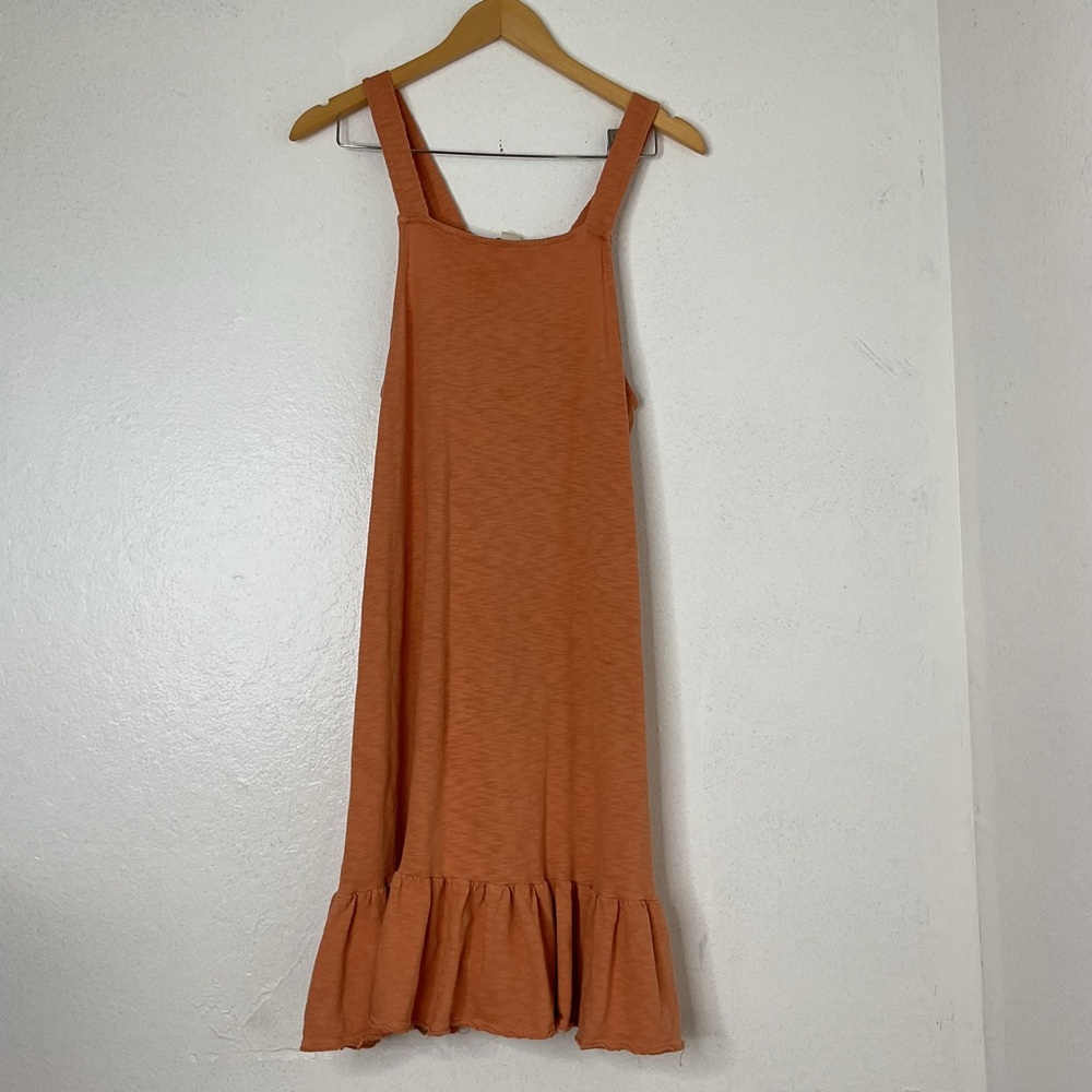 Free People Beach Peach Knit Ruffle Hem Sleeveless Shift Dress Sz S Cotton Boho